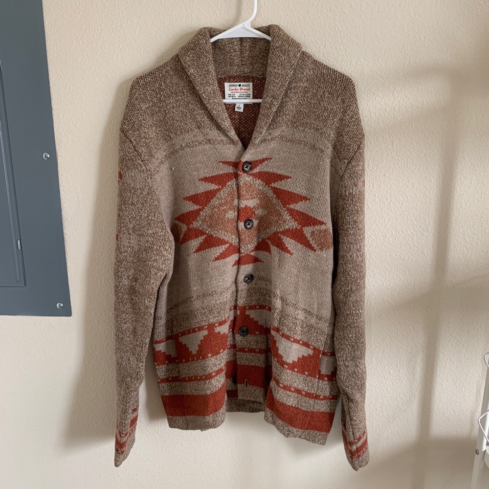 Lucky Brand Shawl Cardigan Southwestern Print